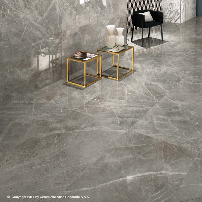 Marvel Pro Grey Fleury 600x600mm Polished Finish Floor Tile (1.08m2 box)