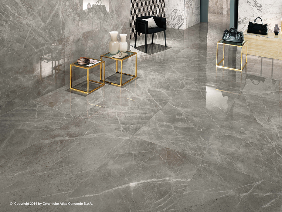 Marvel Pro Grey Fleury 600x600mm Polished Finish Floor Tile (1.08m2 box)