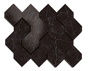 Marvel Stone Nero Marquina Mosaic Esagono 282x353mm 3D Finish Wall Tile (0.6m2 box)