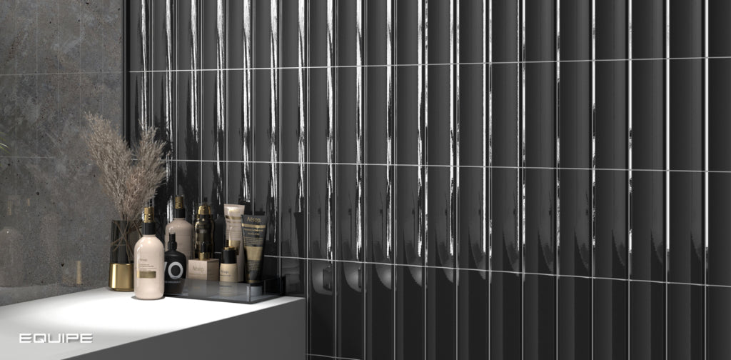 Vibe In Almost Black Gloss 65x200mm Wall Tile (.42m2 box)